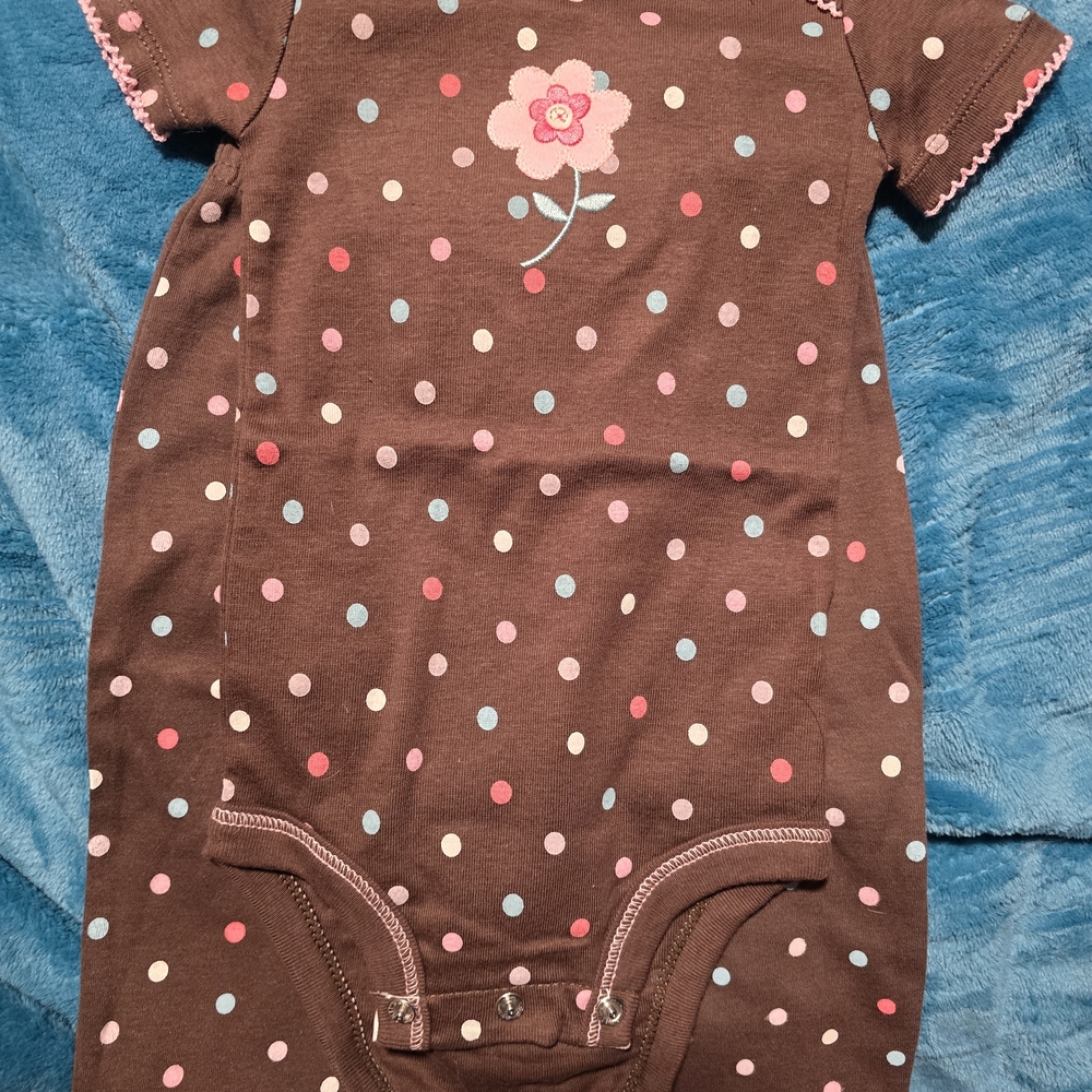 Carter's Brown Polka Dot Floral Baby One-Piece Bodysuit